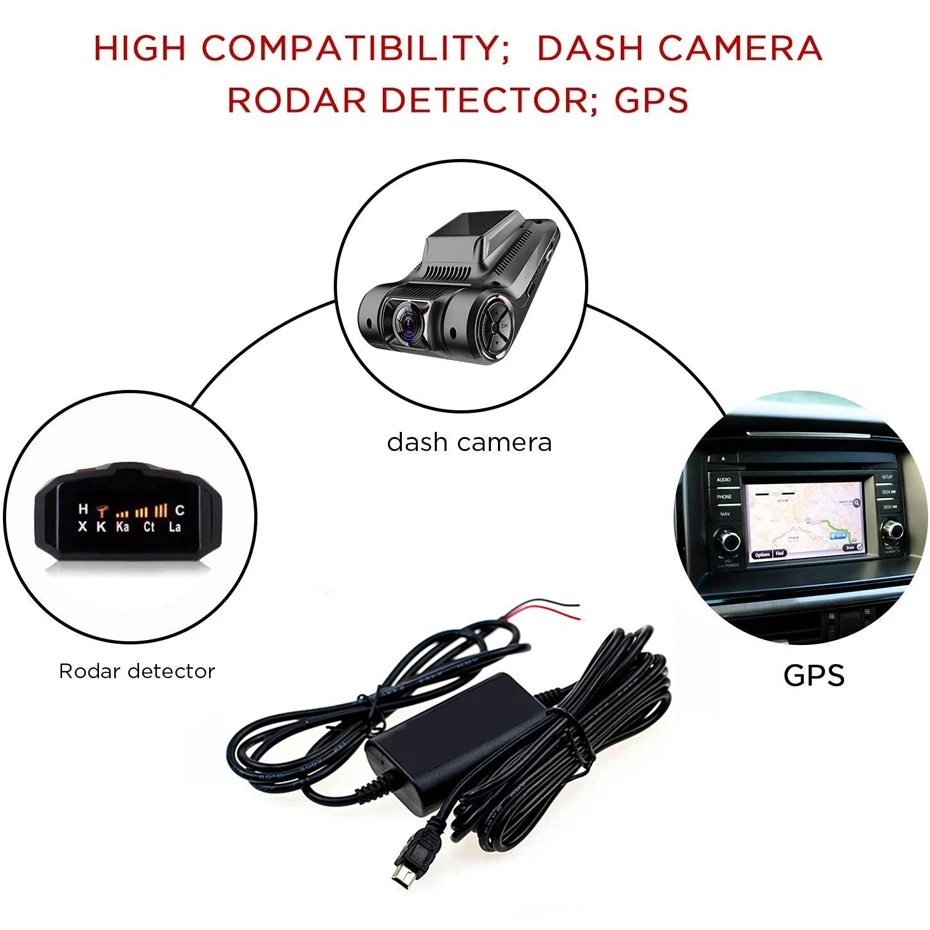 Car Dash Cam Hardwire Kit Micro USB Fuse 24h Parking Monitor Dashcam Wire 12/24V To 5V Universal For Auto Mirror DVR Electronic image_3