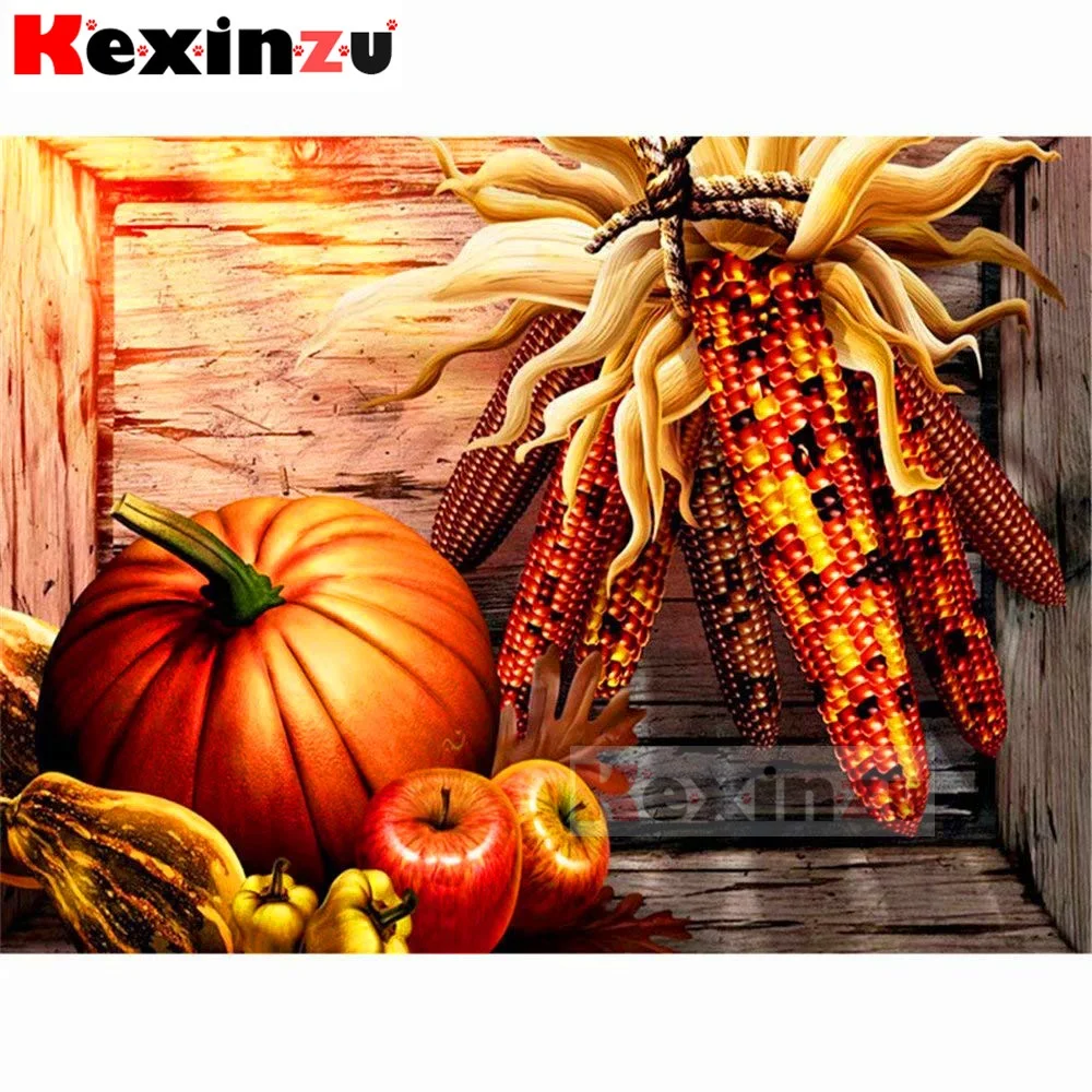 Kexinzu 5d алмазная живопись полный квадрат/круглая-тыква кукуруза-Алмазная вышивка
