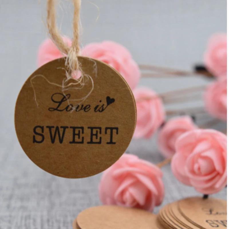 Thank You Kraft Paper Round Hang Tags 100PCS for DIY Handmade Cards Label Tag Gift Crafts Decor Wedding Party Packaging Supplies