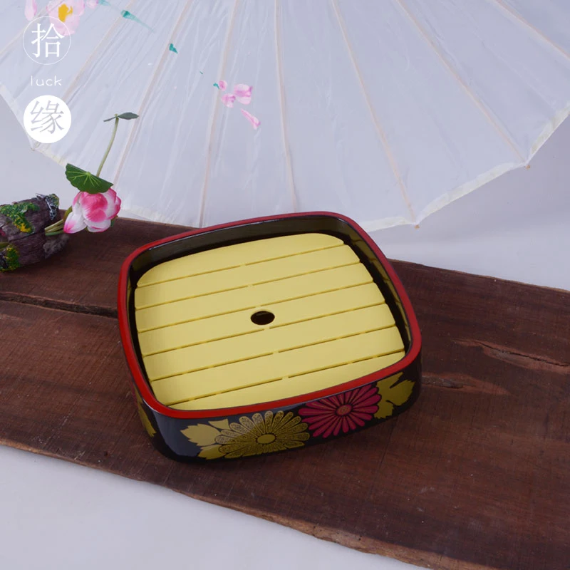 Square sushi bucket Japanese style ice sashimi dish snack box Japan food tableware chrysanthemum dinner bucket tray plate