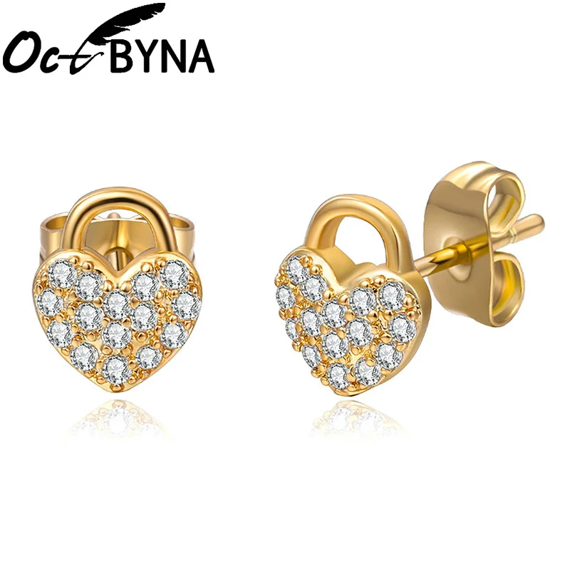 Octbyna новейший бренд розового золота серьги гвоздики для женщин Корона& круглые и золотые гвоздики Пчелка серьги ювелирные изделия подарок дропшиппинг - Окраска металла: 8