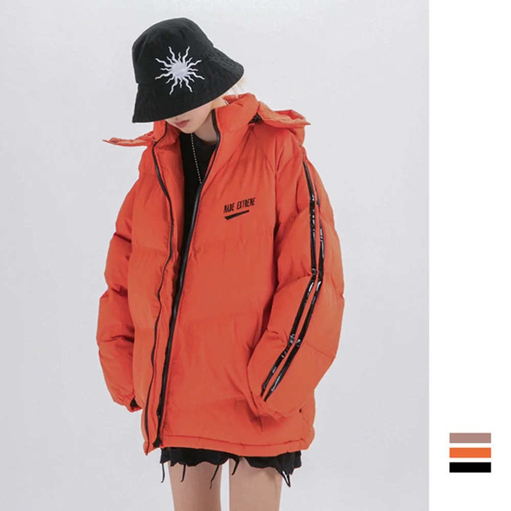 

Down New Jacket Vintage Couple Winter Thick Warm Windbreaker Hip Hop Hooded Puffer Jacket Men