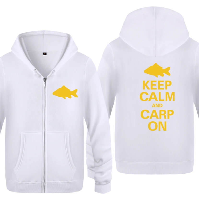 Keep Calm and Carp on Новинка Забавные толстовки мужские мужские флисовые кардиганы на молнии толстовки с капюшоном - Цвет: BAY HUAT