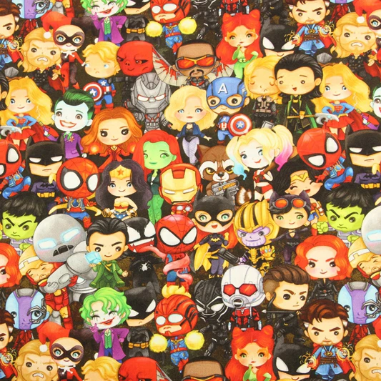 100% Cotton Fabric Marvel's Spiderman - Colored and Sketch Print / 45  Wide 