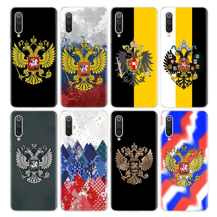 Russia Flag Coat Of Arms Custodia Per Telefono Per Xiaomi Redmi Note 12 11 10 11E Pro Plus 11S 11T 10S 9 9S 8 8T 7 9T Clear Soft Tpu Back
