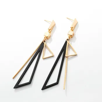 

L-86 Creative korean long triangle geometric tassel swing earrings for woman earrings fashion jewelry
