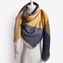 Искусственный кашемир смешанные цвета решетки платок Женская зимняя теплая шаль шарф