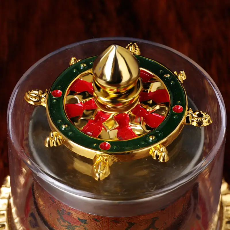 New Tibetan Tibet Buddhist 8 Cimelia Symbols Finger Prayer Wheel Amulet Statue 5