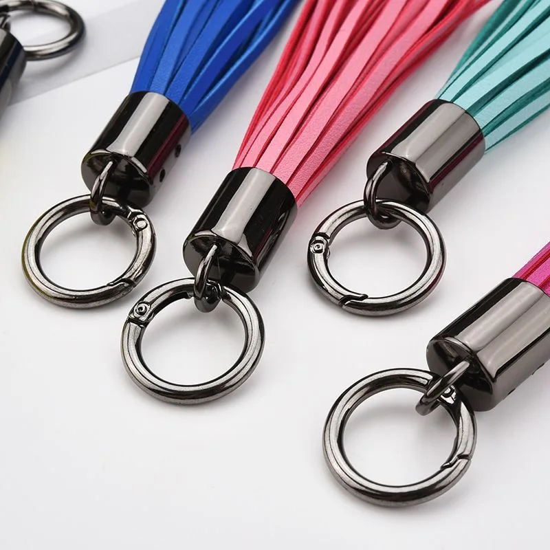 합금 키 링 PU 가죽 술 펜던트, DIY 공예 재료, 자동차 전화 쥬얼리 키 체인 장식, 프린지 트림 액세서리, 1 개