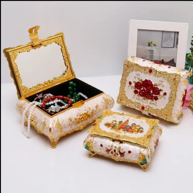 S/M/L Размер Европейский металлический контейнер для хранения ювелирных изделий Органайзер настольный органайзер контейнеры для хранения ювелирных изделий Z191