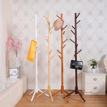 

Wooden Hanger Floor Standing Coat Racks Home Furniture Clothes Hanging Storage Rack Wood Hanger Bedroom Drying Rack