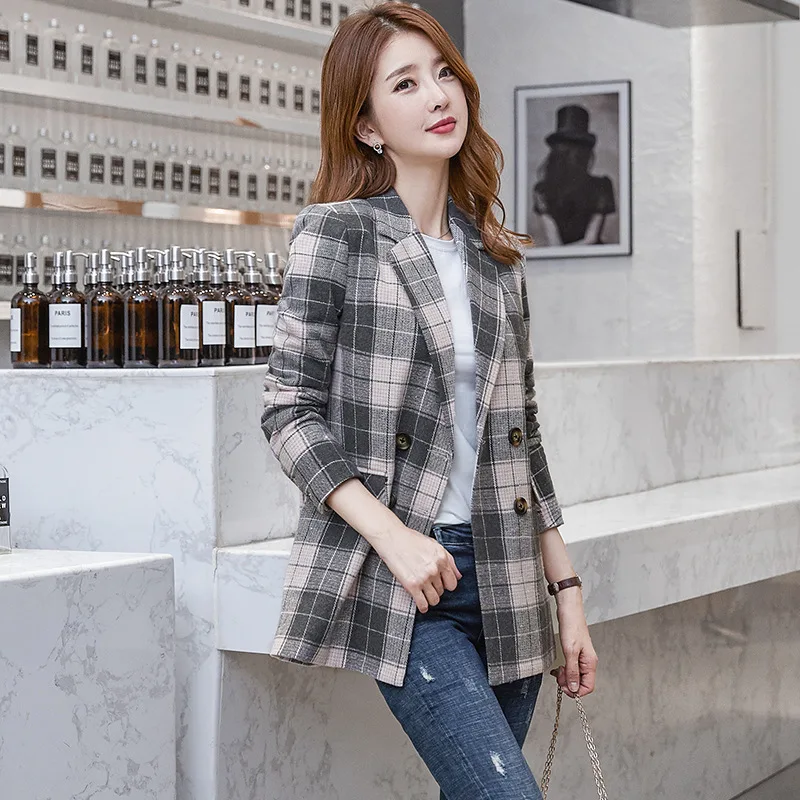 

Plaid Small Suit Coat Women's British-Style Short 2019 Autumn And Winter New Style Wear Retro Pattern Suit