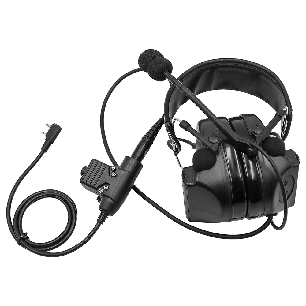 Tactical Headset Comtac II Military Headphones Noise Reduction Pickup Headset Ear Protection Shooting Earmuffs BK+ U94 PTT Plug