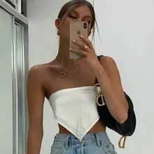 Cheap Sexy Crop Top Women Camis Summer Strapless Wrap Tube Cropped Tops Backless Vest White Black Short Satin Top Female Clothes Cheap Sexy Crop Top Women Camis Summer Strapless Wrap Tube Cropped Tops Backless Vest White Black Short Satin Top Female Clothes