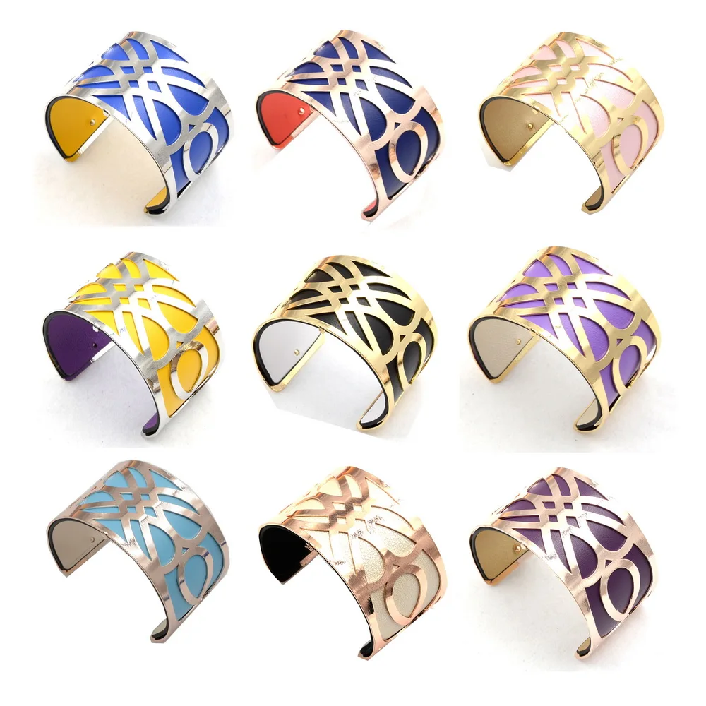 

40mm infinite bracelet cuir cuff manthette bracelets jewelry switch colour of reversible leather insert friendship bangles woman