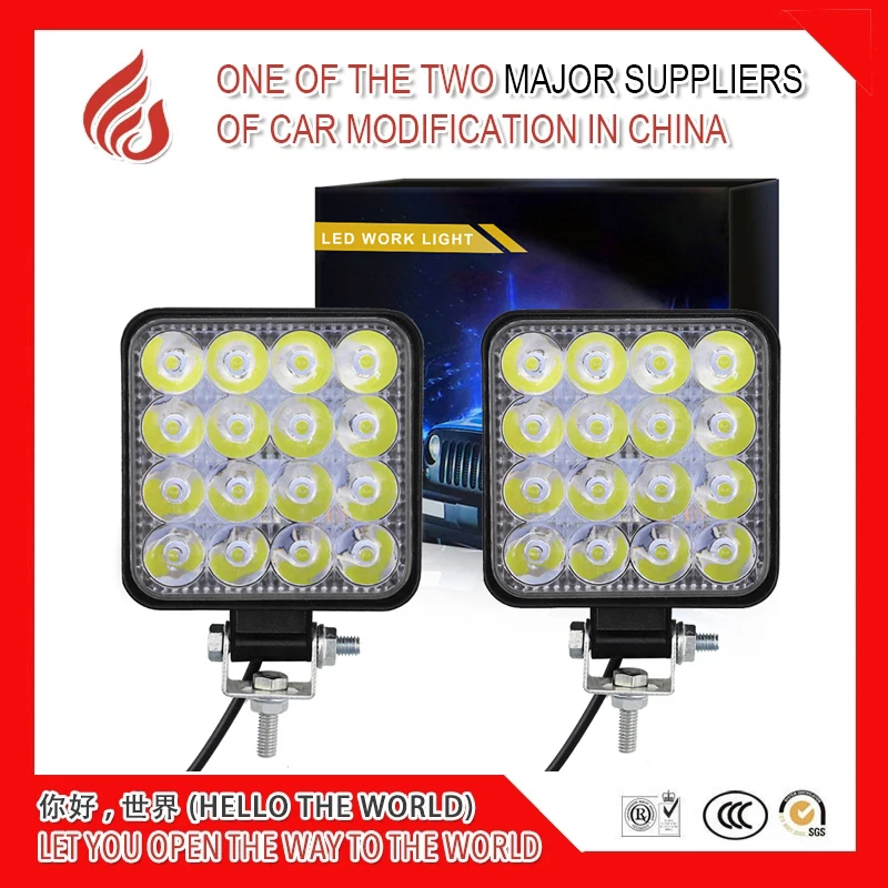 2pcs Car Truck LED Work Light 12V 24V Square Lamp Spotlight Headlight Offroad 16-LED 6000K | Автомобили и мотоциклы