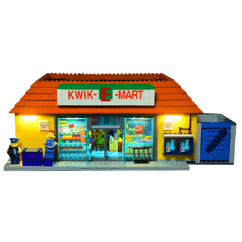16004 In Stock Creator Cartoon Kwik-E-Mart House 2232Pcs 71016 Street View Model Building Kits Blocks Bricks Education Toys