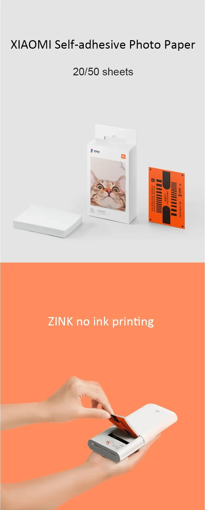 Newest Printer Xiaomi ZINK Pocket Printer Paper Self-adhesive Photo Print  Sheets Xiaomi 3-inch Mini Pocket Photo Paper