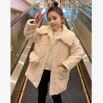 

Baby Girl Clothes Faux Fur Jackets girls lamb fur coat children warm outerwear for girl Kids winter jackets for girl Y2593