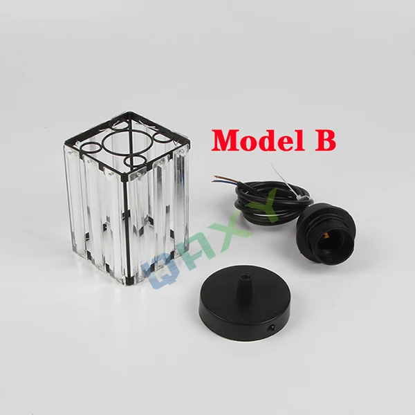 В комплекте светодиодный лампочка E27 черная подвеска на металлическом каркасе светильник с прозрачными стеклянными балками цилиндр/кубовидная Подвесная лампа для столовой [D5400] - Цвет корпуса: Model B