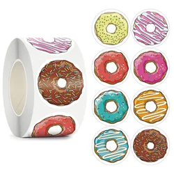 500 Stickers per roll Stylish Donut Stickers 8 Designs Delicious Looking Handmade white labels stickers for Cake bread baking