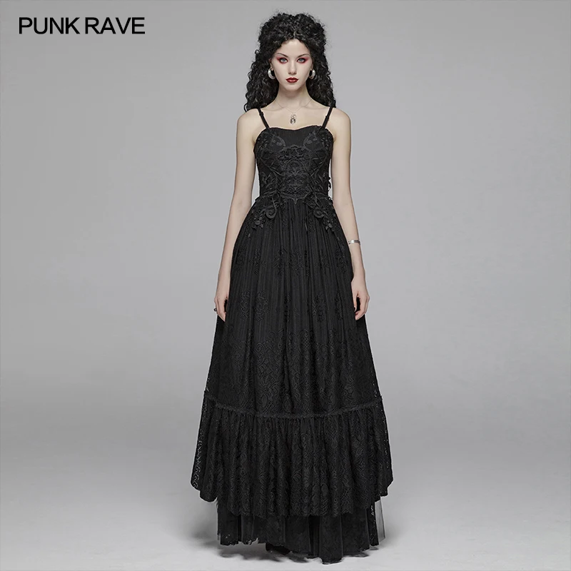 Женское многослойное кружевное платье в стиле Панк RAVE Goth длинное сексуальное