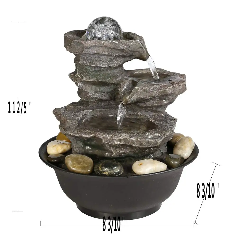 Huis Small Indoor Water Fountain Led Lights Tabletop Waterfall Zen Table Rock Decor Luxclusif Com