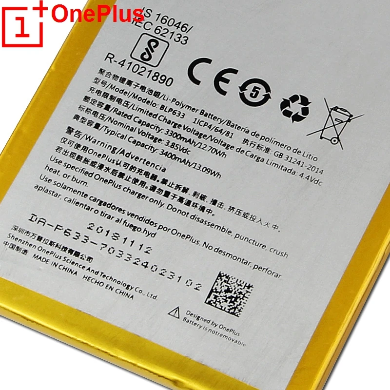 Оригинально защитное стекло Замена телефон Батарея BLP633 для 1+ 3T OnePlus 3T Натуральная кожа телефон Батарея с бесплатными инструментами 3400 мА-ч