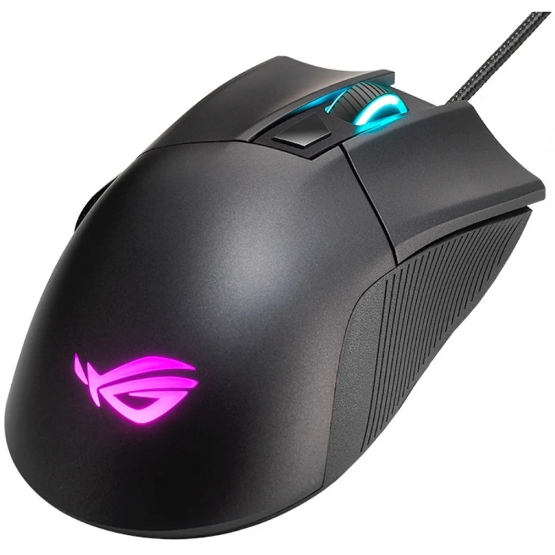 Мышь ASUS ROG Gladius II Core 90MP01D0-B0UA00 проводная, оптическая, 6200 dpi, USB, RGB подсветка, цвет: черный
