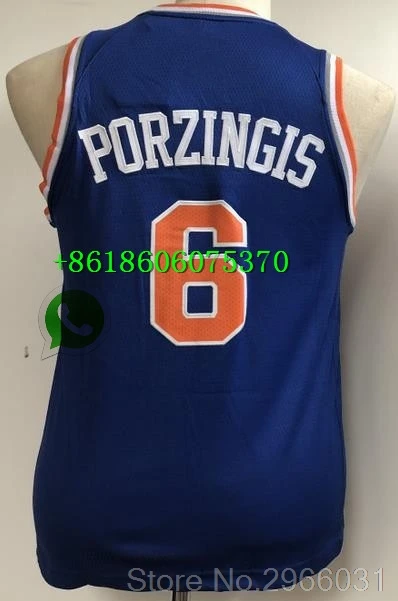 Youth kids А+++ качество Молодежный#6 Кристапс Порзингис Джерси Нью-Йорк - Цвет: Youth kids