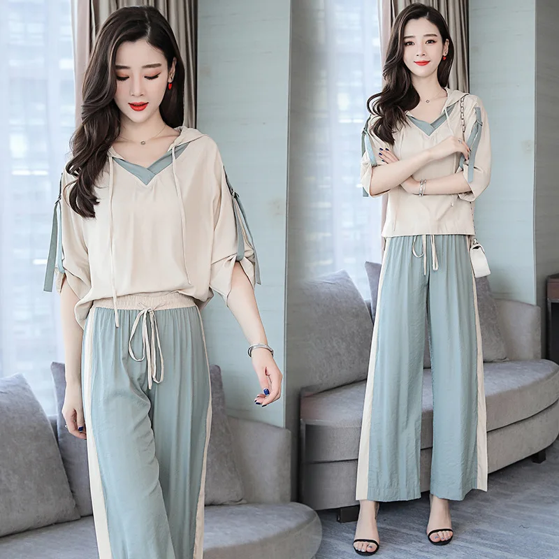 

2019 Spring New Style Loose Pants Leisure Suit Hooded Trendy Two-Piece Set Thin Sports Clothing Hoodie Hot Selling