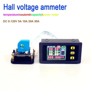 

DC Hall Voltmeter ammeter\ voltage Current temperature\ coulomb\ capacity \power meter \ Battery Solar panel Charging Monitor