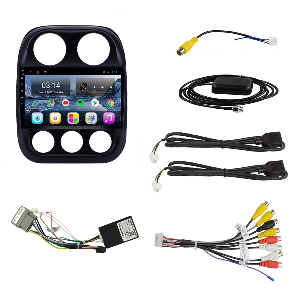 EKIY IPS Android 9.0 Car Radio WIFI GPS Navigation DVD For Jeep Compass Patriot 2010-2015 Auto Multimedia Stereo Radio Player