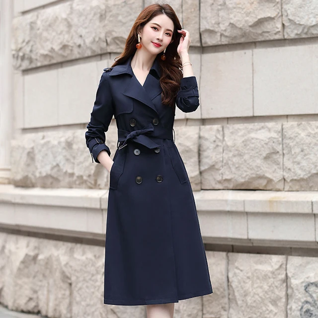 $US $72.50 New Women's Tops Trench  Coat Autumn Winter Overcoat Double-Breasted Straight Trench Casual Knee-Length Windbreaker Large Size
