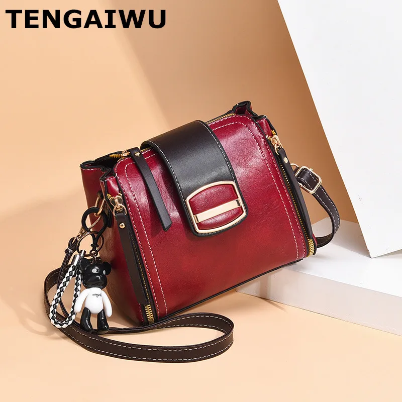 Высококачественная кожаная женская сумка Большая вместительная через плечо