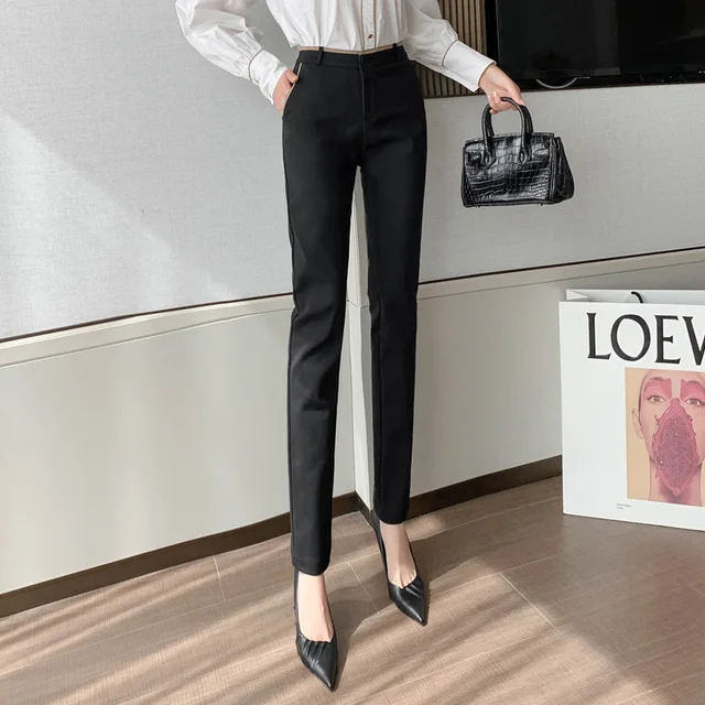 Women Solid Pencil Pants Office Lady 