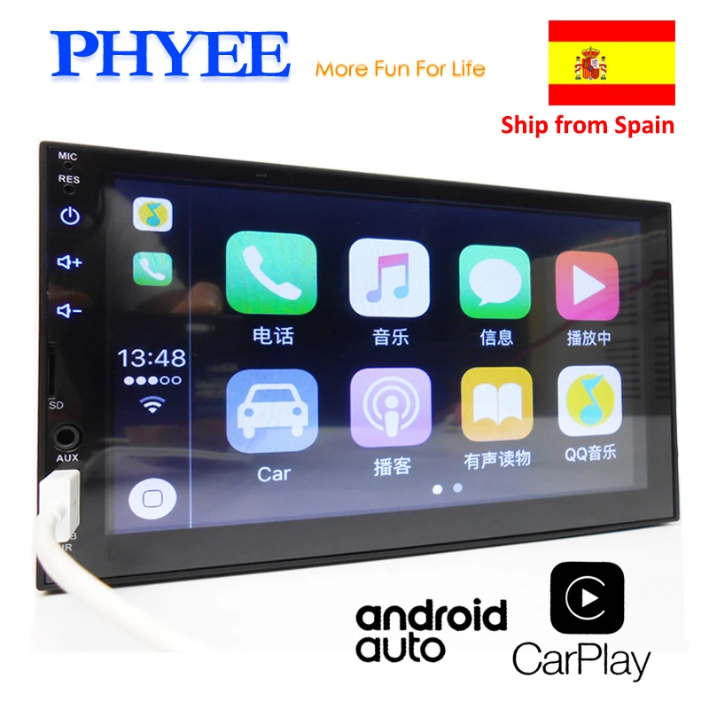 2 Din Apple Carplay автомобильный Радио Bluetooth Android Авто стерео приемник 7 &quotсенсорный