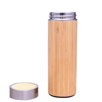 

Thermos Stainless Steel Water Bottle 2018 Bamboo Shell Hot Water Tea Infuser Thermos Travel Mug Bottle Insulated Cup