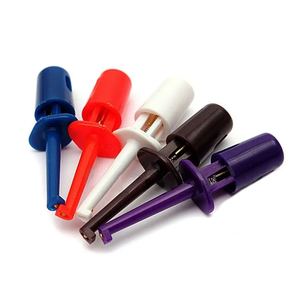 

Hot New 10pcs Mini Single Copper Hooks Testing Probe Connecting Cable Wire IC Clips 4CM