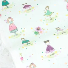 Однотонная хлопковая ткань с цветочным принтом для маленьких девочек, ручная работа, одежда для детей, хлопок, CR-265