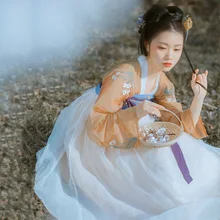 Традиционный Hanfu Женский танцевальный костюм с вышивкой, платье феи, женская одежда для выступлений, певцы, фестивальный Рейв, наряд DC3197