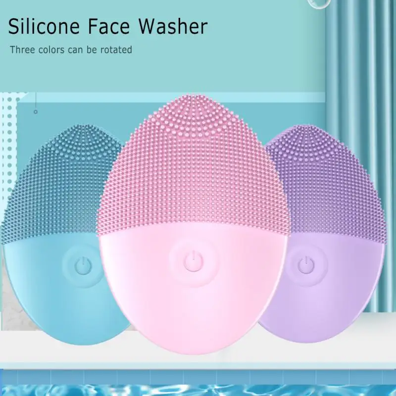 

Silicone Sonic Electric Facial Cleansing Brush Ultrasonic Vibration Face Cleansing Brush Blackhead Remove Rechargeable Massager