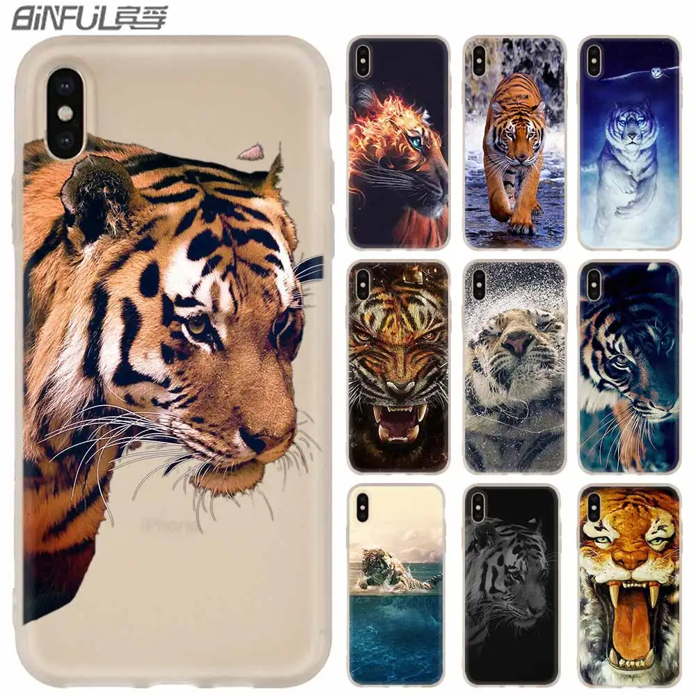 

Phone Case FOR iPhone 11 Pro 5.8 X XS Max XR For iPhone 5 5S SE 6S 6 4 4S 7 8 Plus animal tiger
