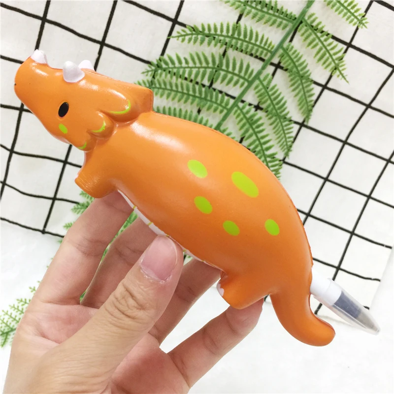 Мягкий Единорог, кот, мороженое, панда, булочка, ручка, колпачок, канцелярский держатель для карандашей, топперы, медленно поднимающиеся, сжимаются, подарок на день детей, игрушка - Цвет: dinosaur