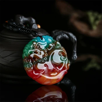 

Amazing China Natural Colorful Stone Hand-carved Pixiu Pendant Men and Women's Lucky Amulet Necklace to Attract wealth dropship