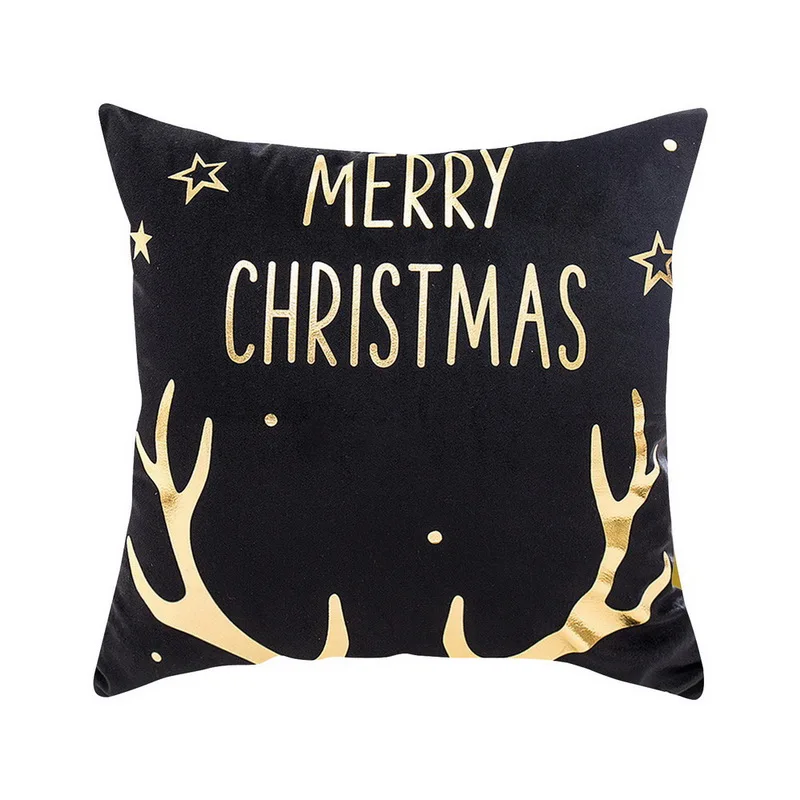 45x45 см, черный чехол для подушки серии Merry Christmas, полиэстер, Золотая фольга, с рисунком, наволочка для подушки, украшение дома, наволочка - Цвет: D