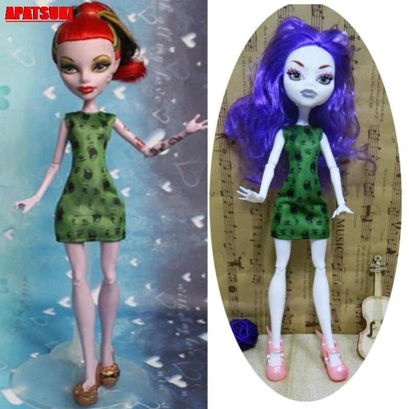 Зеленая цельная кукольная одежда для кукол Monster High вечернее платье короткие