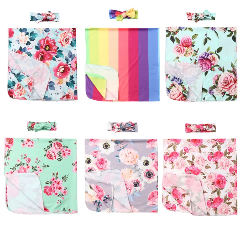 

Focusnorm 2PCS Newborn Baby Boy/Girl Soft Swaddle Muslin Blanket Wrap Swaddling Blanket Headband Fall Clothes Set