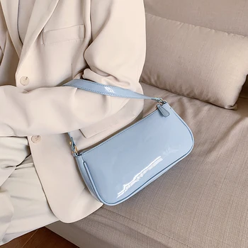 

2020 Women Hand Bag Patent Leather Single Shoulder Bags Satchel Armpit Package Fashion Elegant Style Baguette Handbags