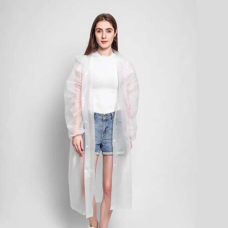 

Protection Adult Raincoat EVA Emergency Raincoat Drawstring Hood Poncho Reusable or Disposable Rainwear Women Men Fashion hz-405